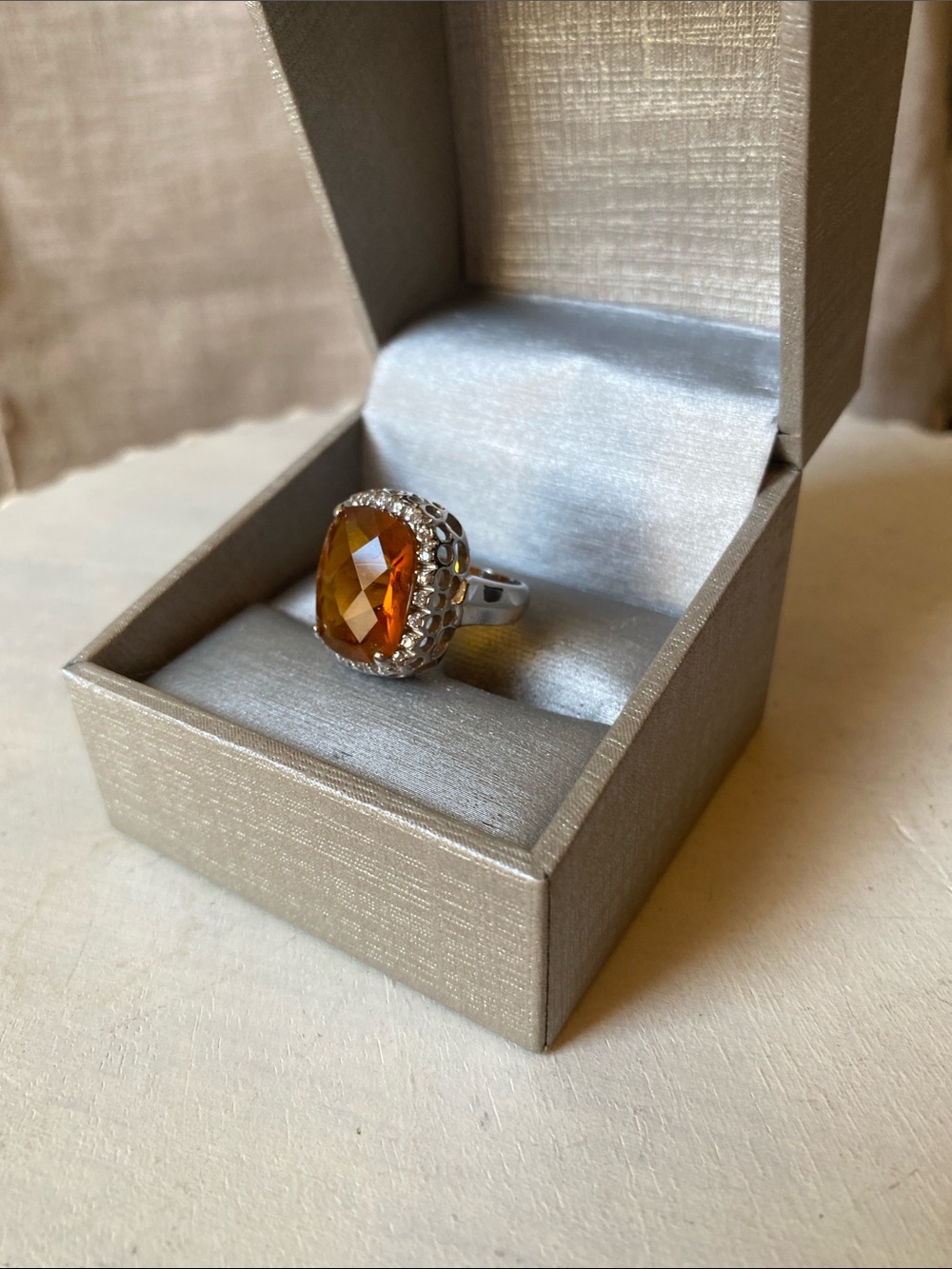 Sterling Silver Carnelian Gemstone Cabochon Cocktail Ring Premier Designs